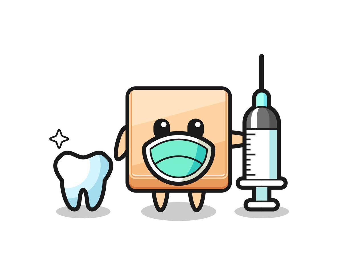 Mascot character of pizza box as a dentist vector