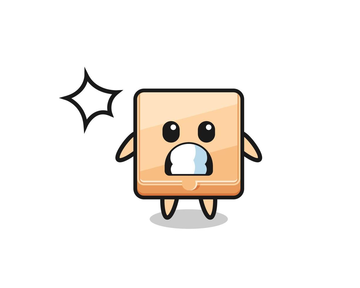 pizza box character cartoon with shocked gesture vector