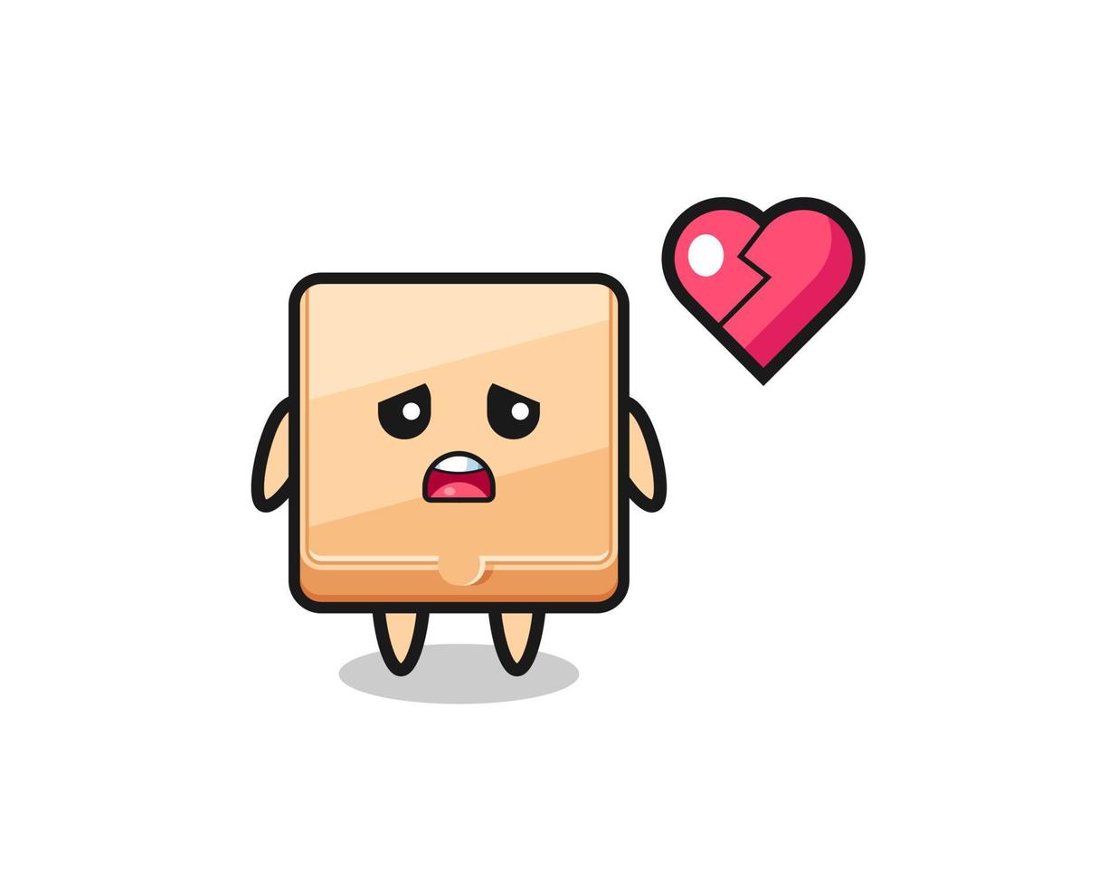 pizza box cartoon illustration is broken heart vector