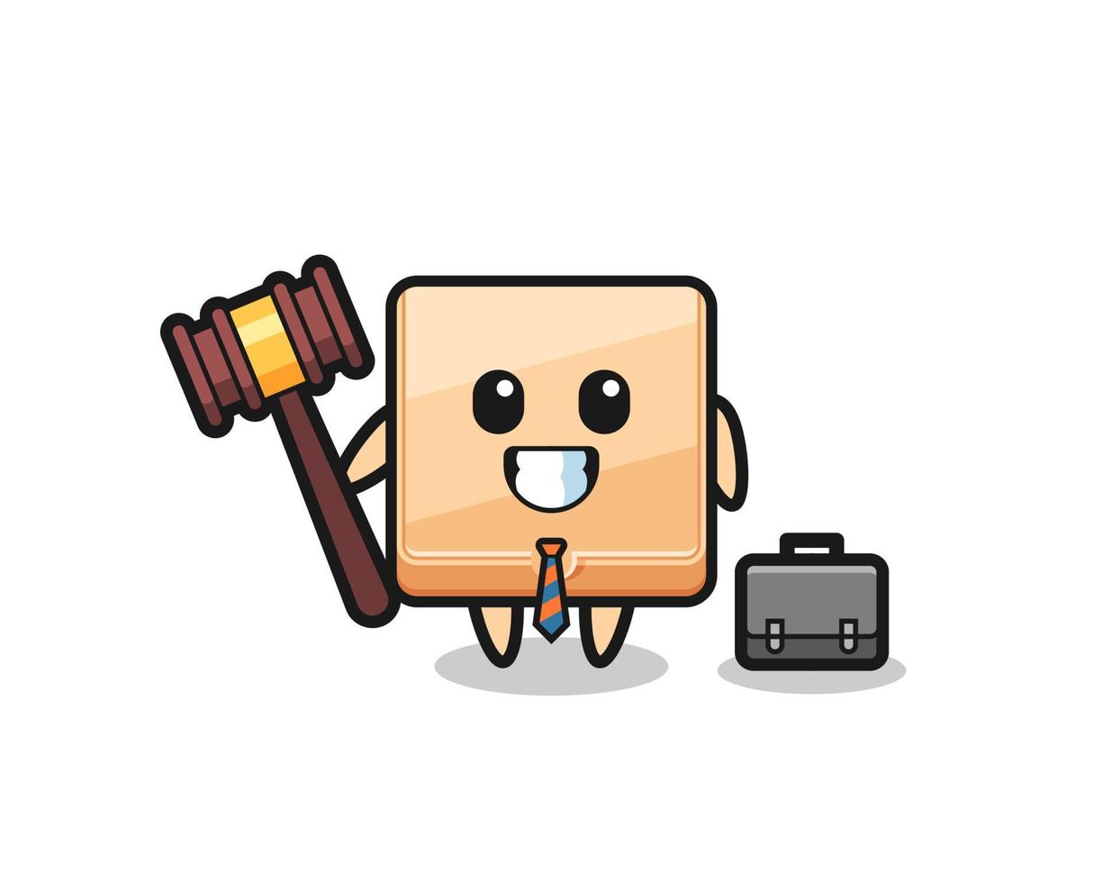 ilustración de la mascota de la caja de pizza como abogado vector
