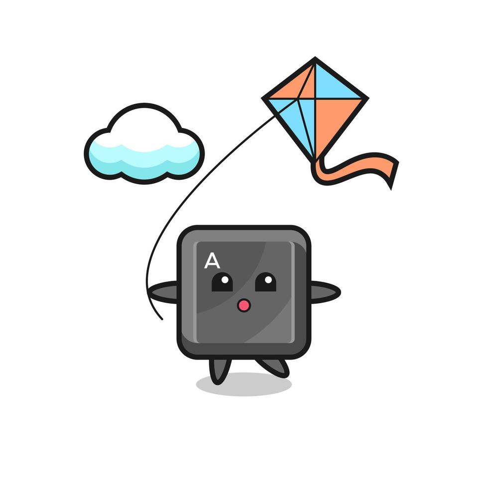 keyboard button mascot illustration is playing kite vector