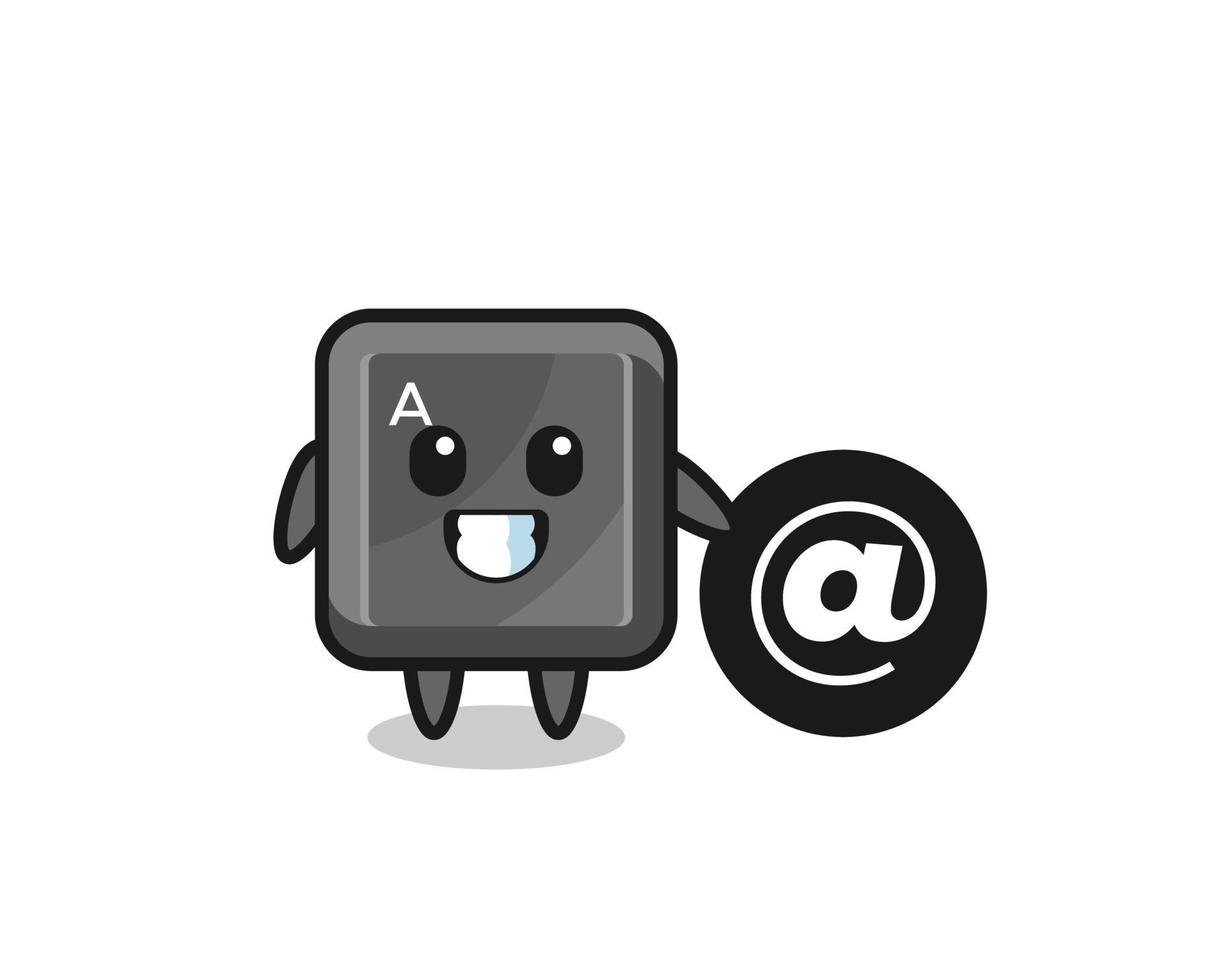 Cartoon Illustration of keyboard button standing beside the At symbol vector