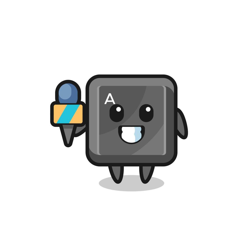 Character mascot of keyboard button as a news reporter vector