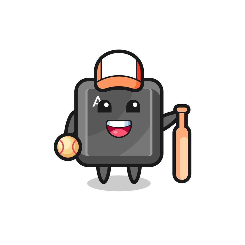 Cartoon character of keyboard button as a baseball player vector