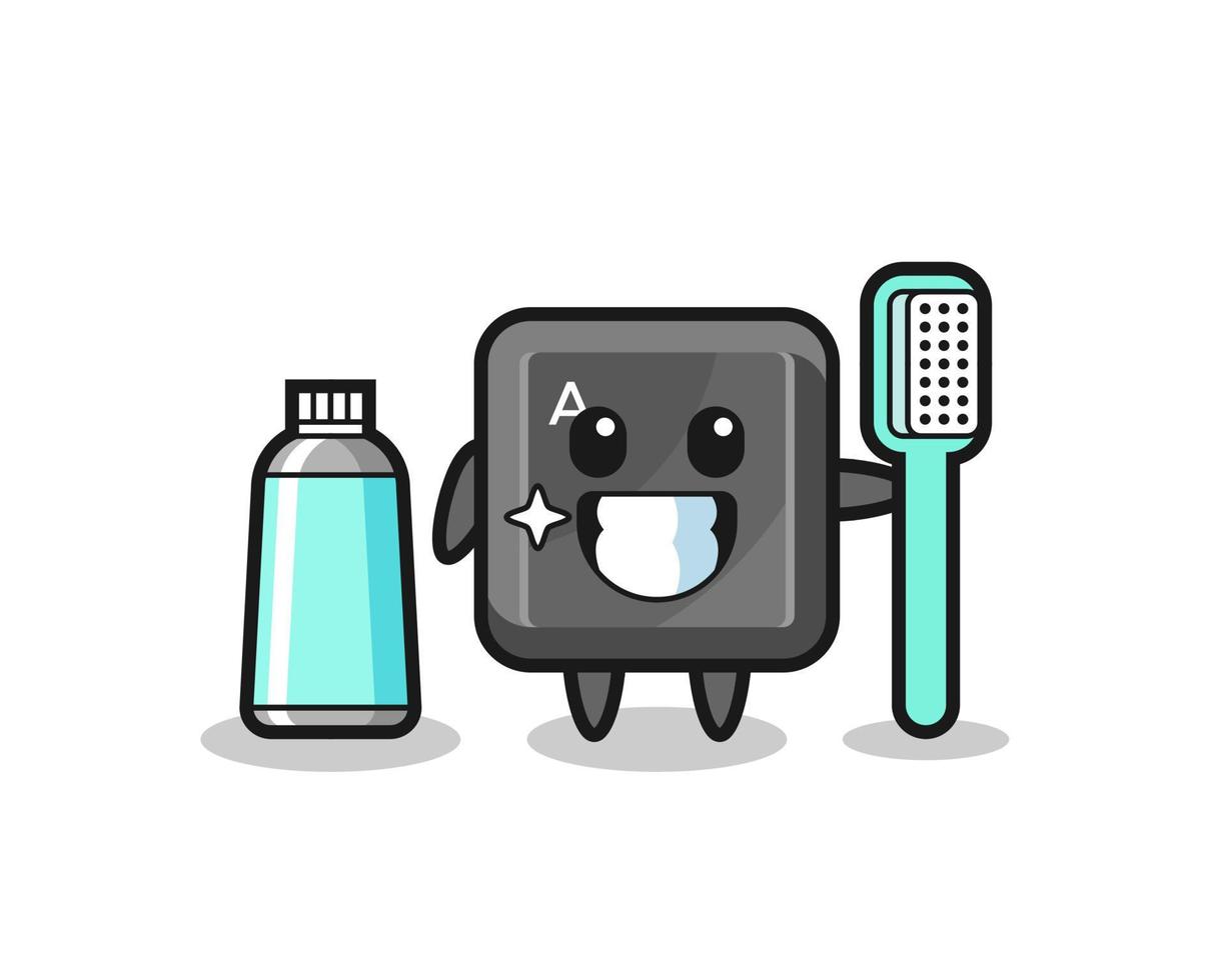 Mascot Illustration of keyboard button with a toothbrush vector