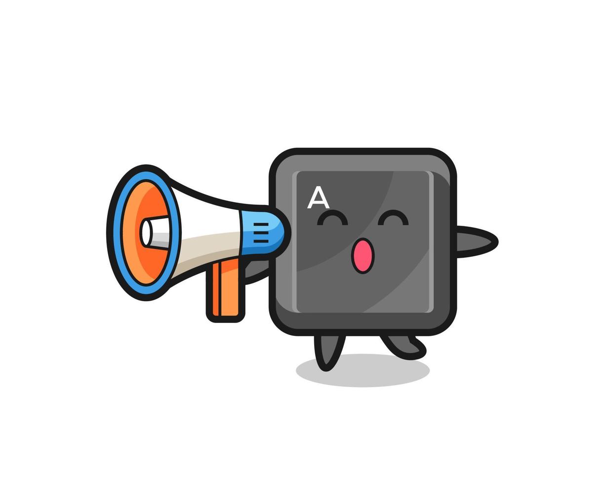 keyboard button character illustration holding a megaphone vector