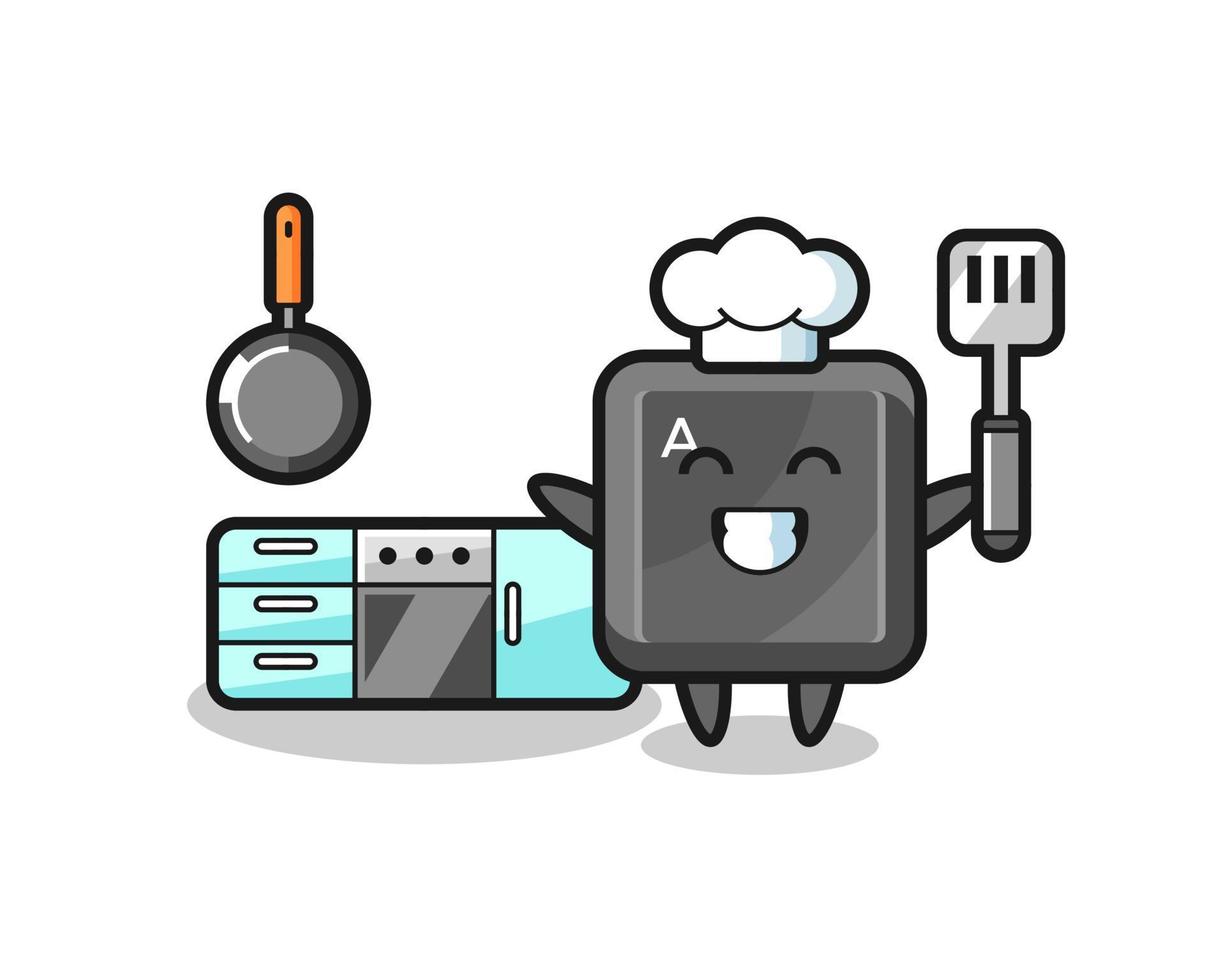 ilustración de personaje de botón de teclado mientras un chef está cocinando vector