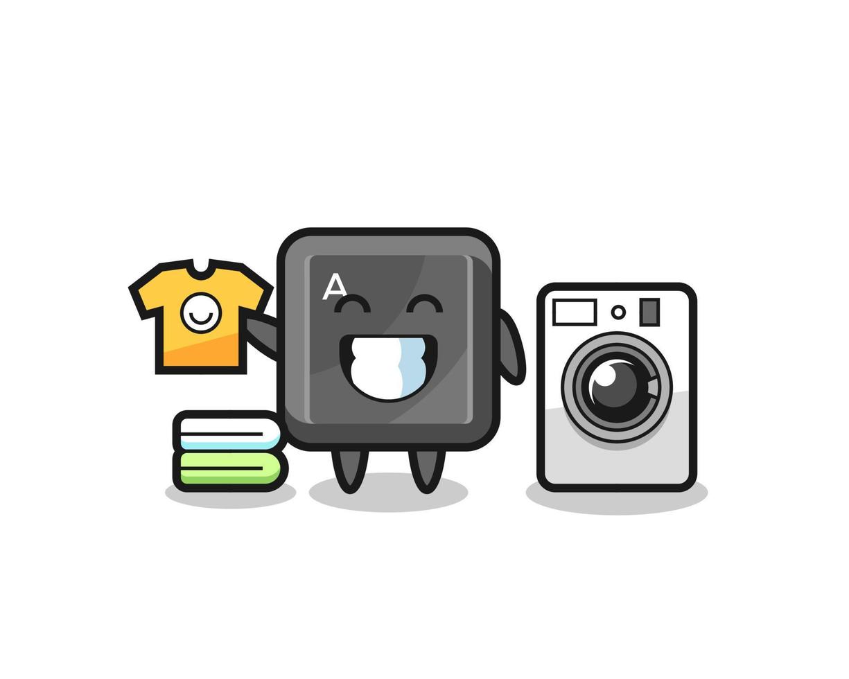 Mascot cartoon of keyboard button with washing machine vector