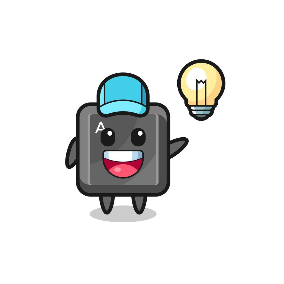 keyboard button character cartoon getting the idea vector