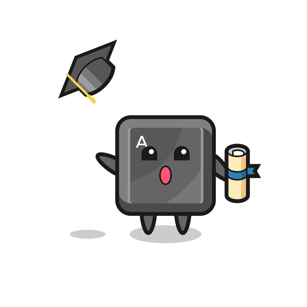 Illustration of keyboard button cartoon throwing the hat at graduation vector