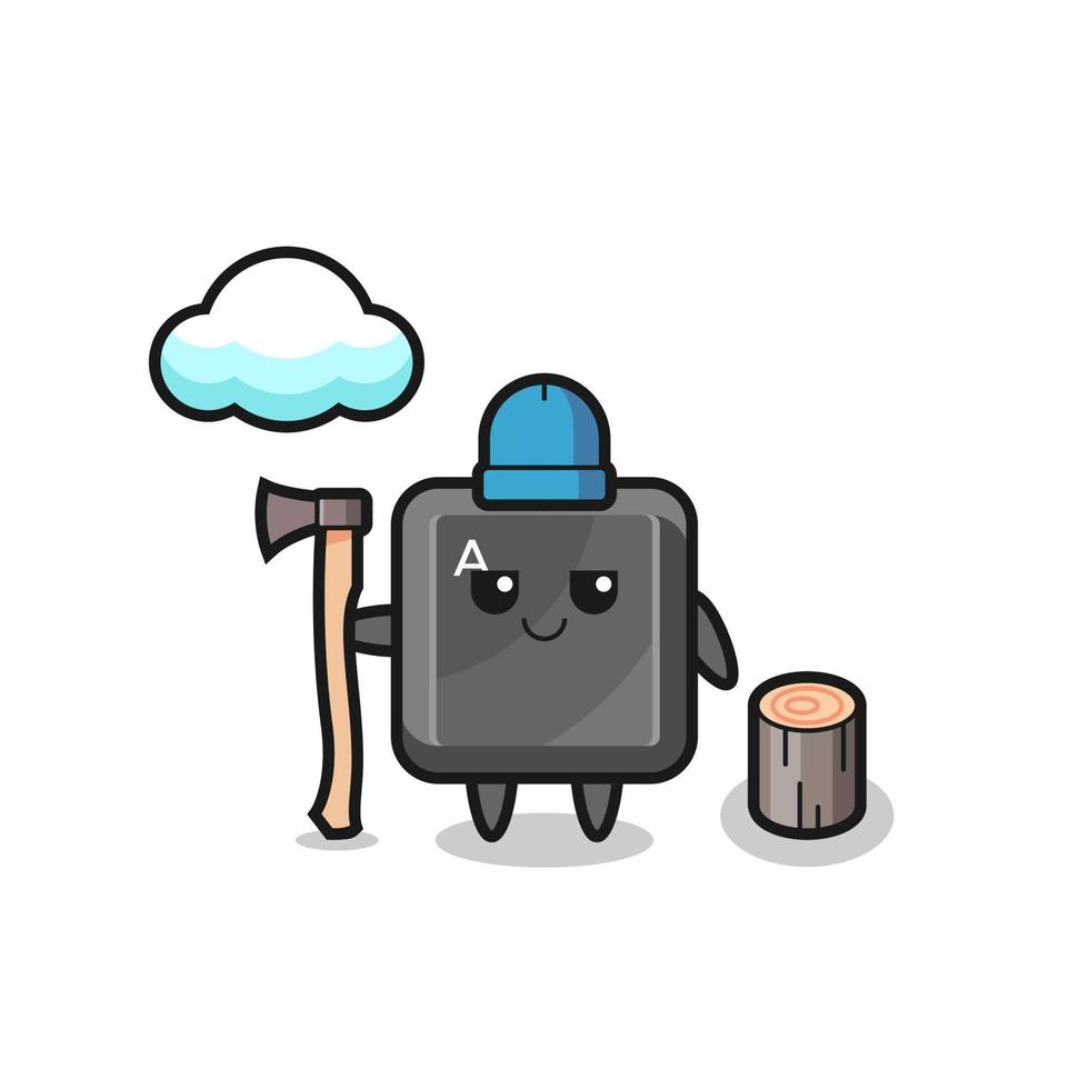 Character cartoon of keyboard button as a woodcutter vector