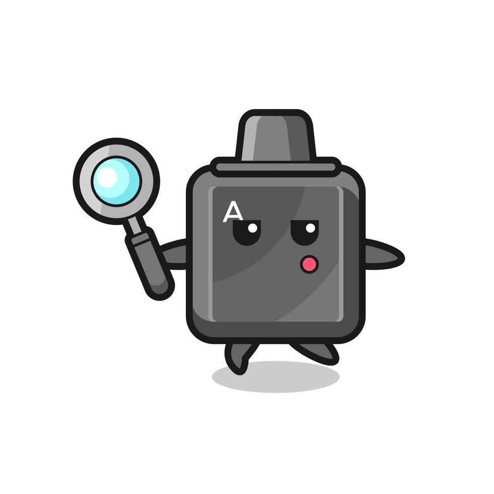 keyboard button cartoon character searching with a magnifying glass vector