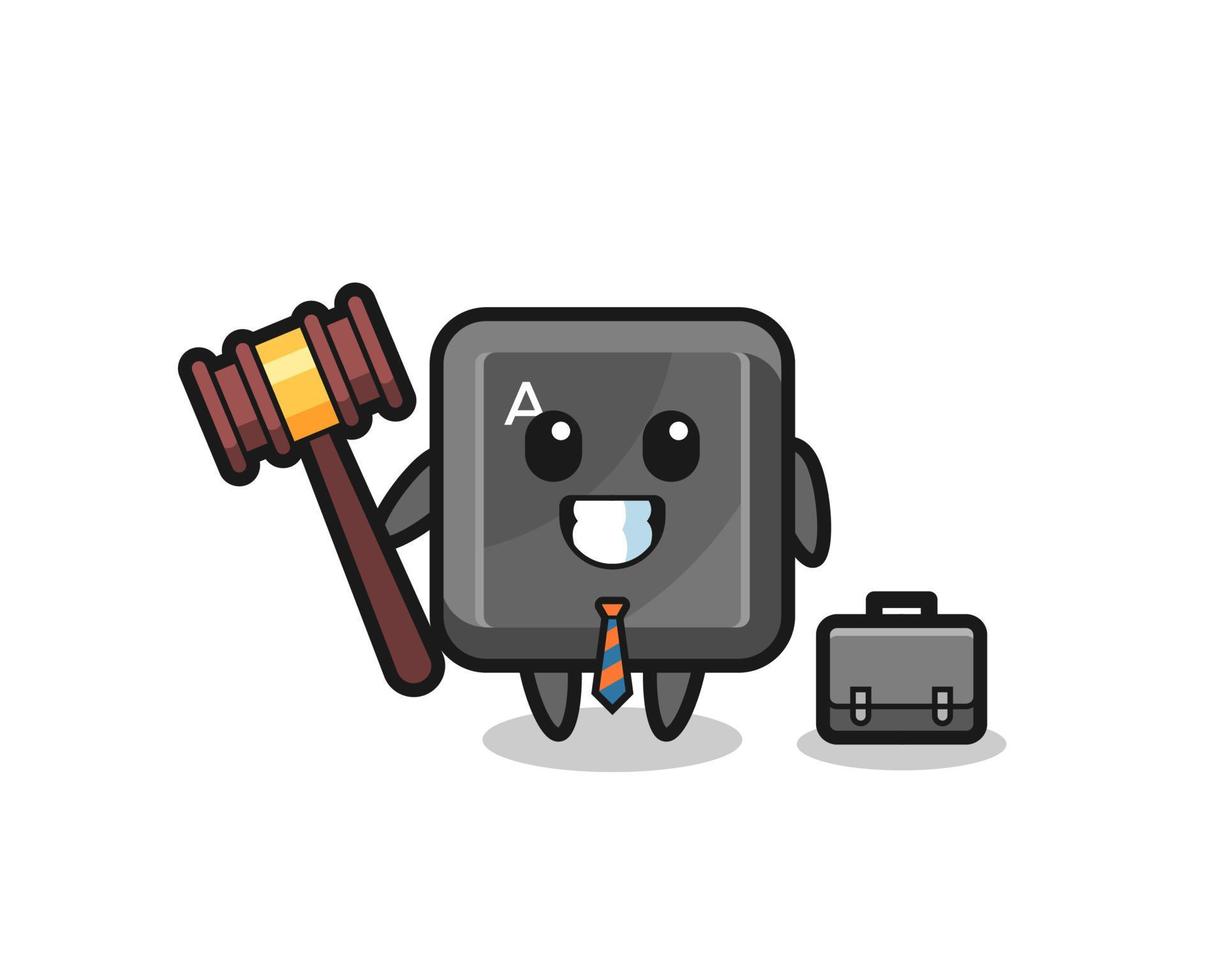ilustración de la mascota del botón del teclado como abogado vector