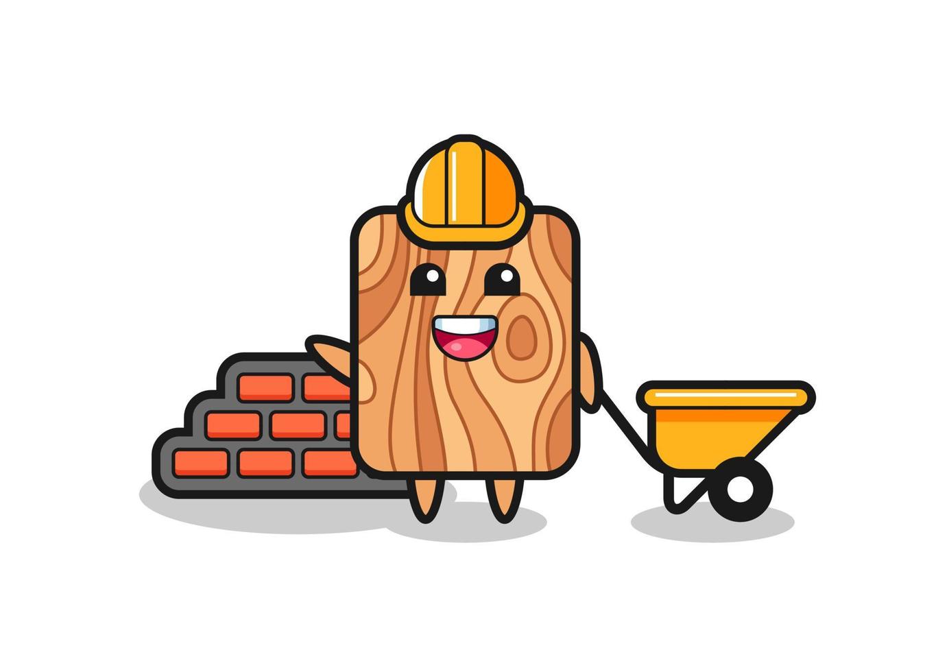 Cartoon character of plank wood as a builder vector