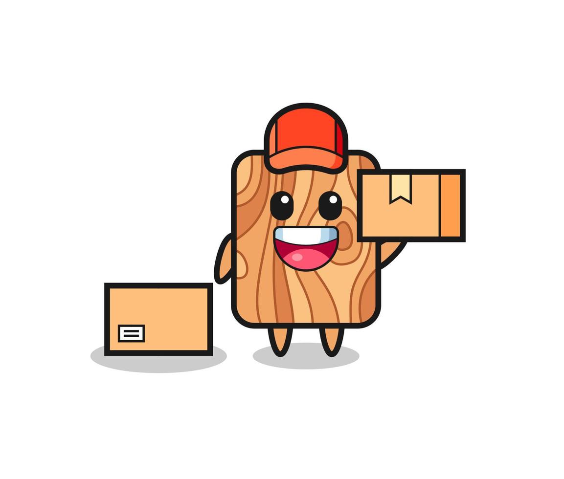 ilustración de mascota de tablones de madera como mensajero vector