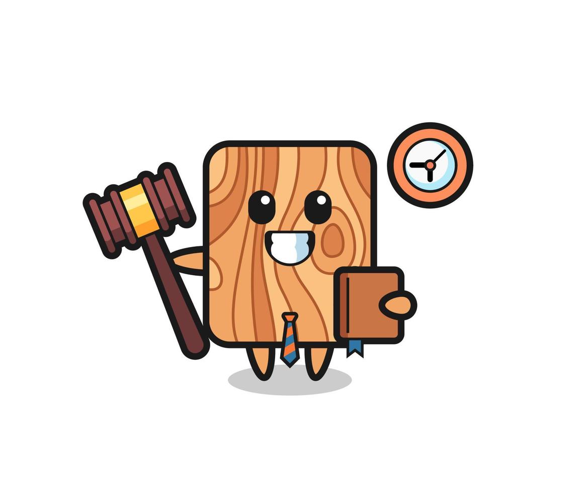 Mascot cartoon of plank wood as a judge vector