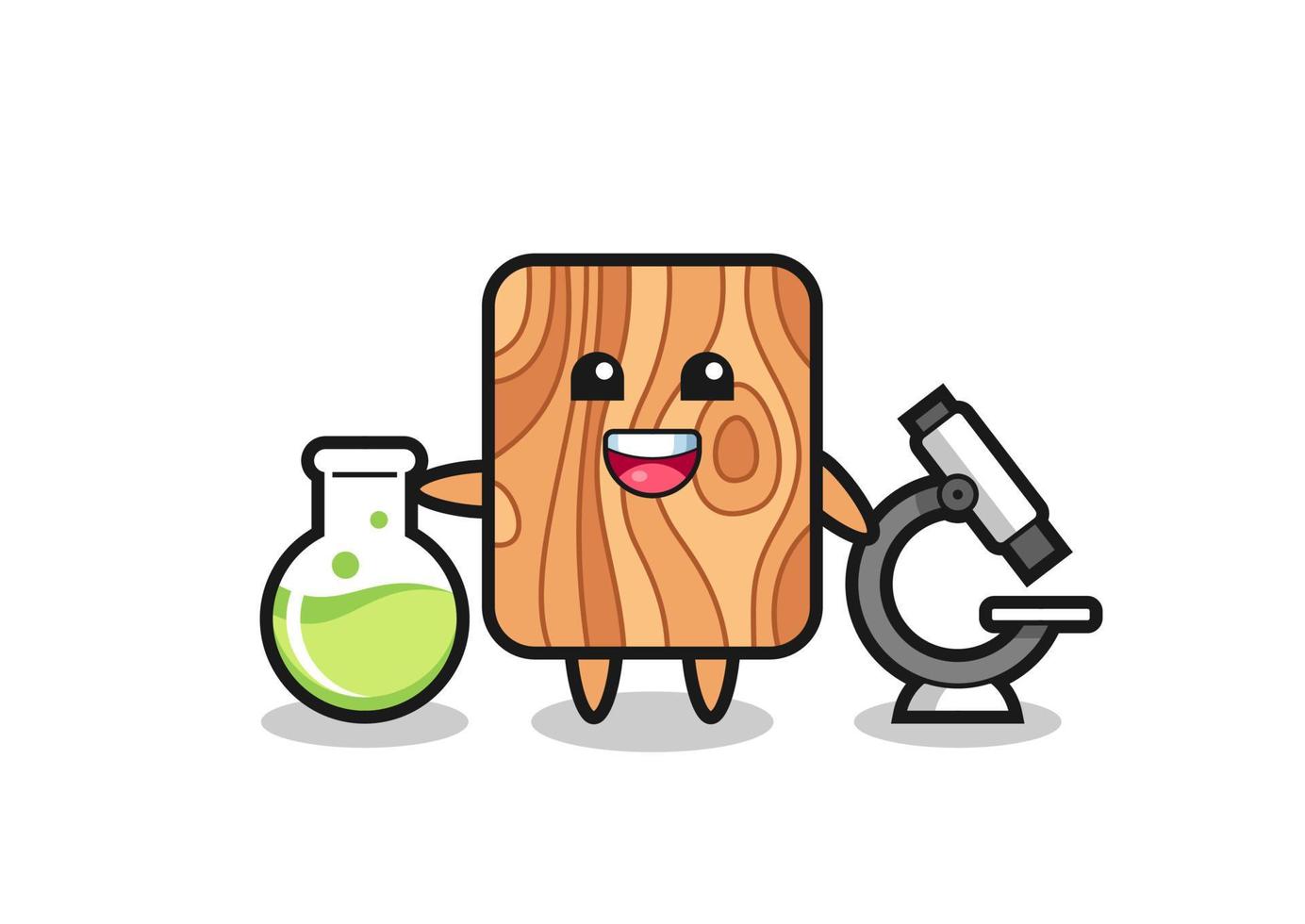 Mascot character of plank wood as a scientist vector
