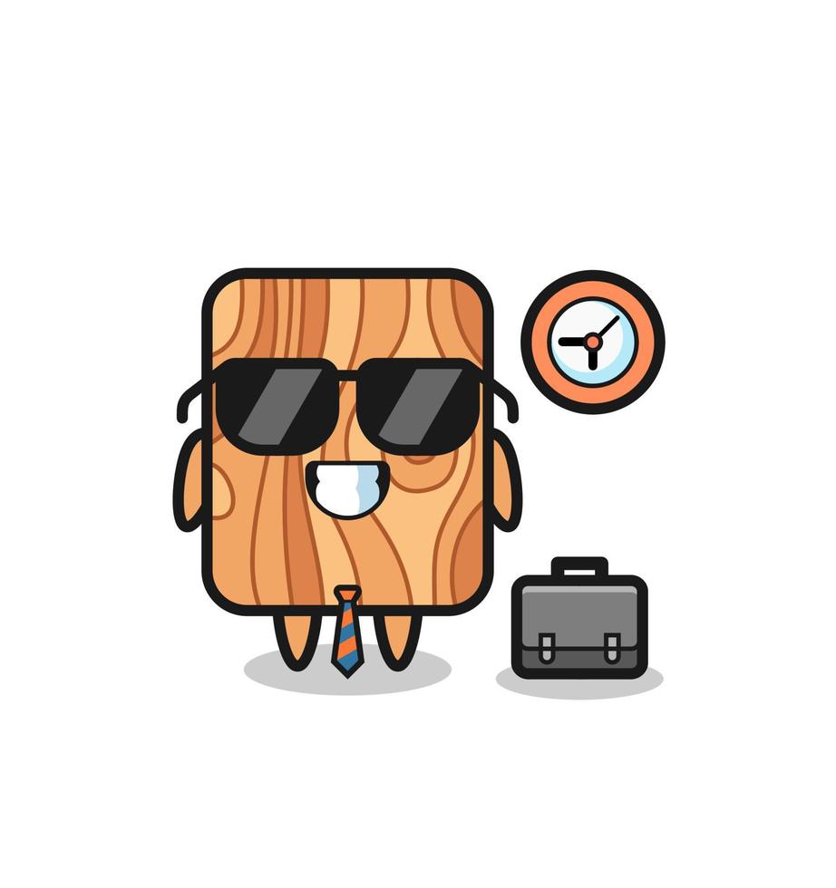 Cartoon mascot of plank wood as a businessman vector