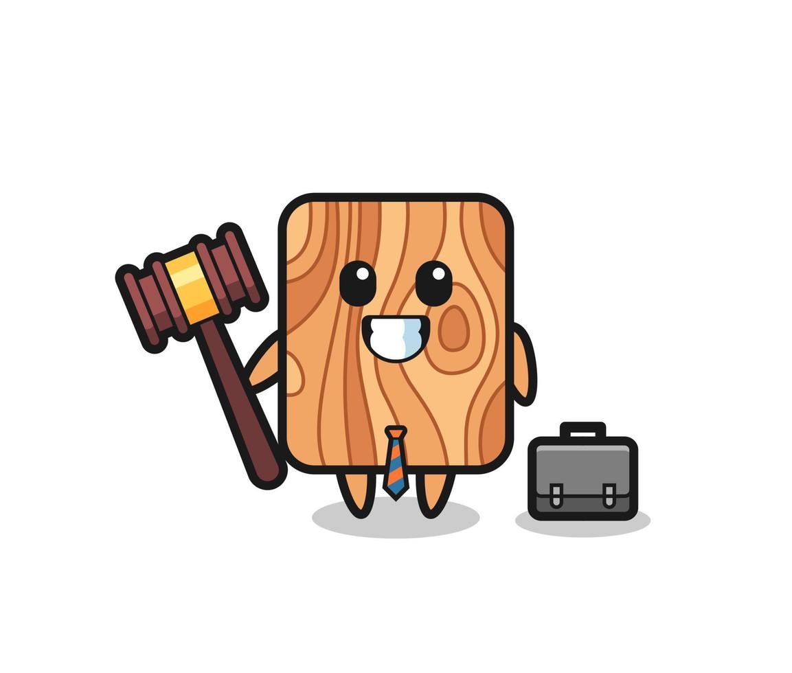 ilustración de la mascota de tablones de madera como abogado vector