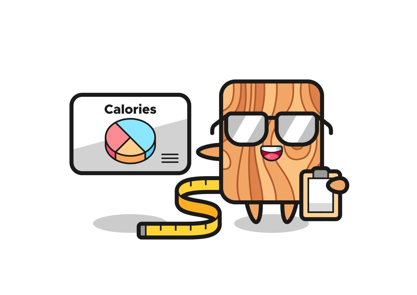 Illustration of plank wood mascot as a dietitian vector