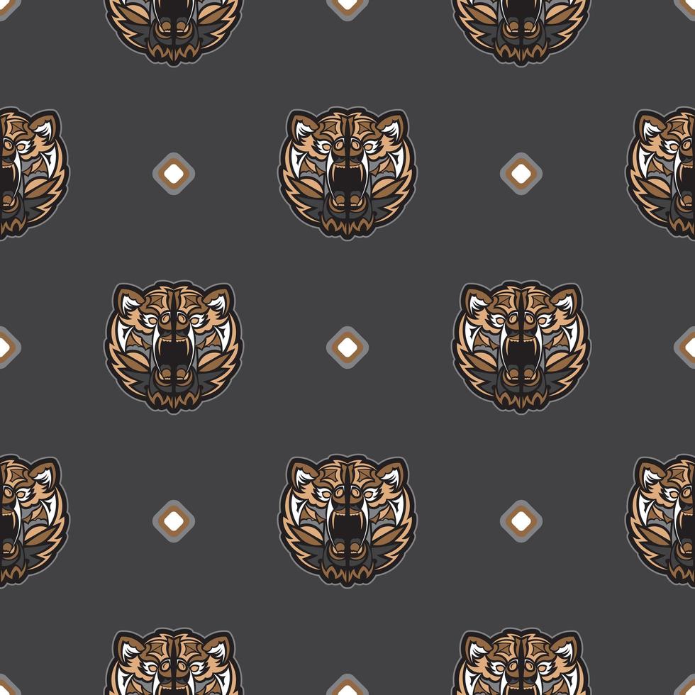 Seamless pattern with BEAR FACE in Simple style. Good for backgrounds and prints. Vector