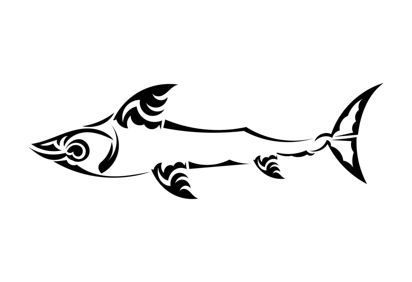 tatuaje de tiburón al estilo maorí. aislado. ilustración vectorial vector
