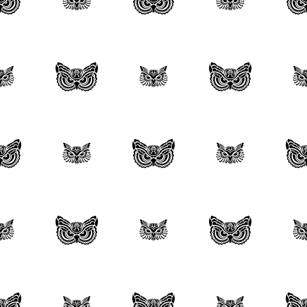 patrón sin costuras con cara de buho. patrones de polinesia y samoa. adecuado para el diseño de carteles, postales, pancartas, textiles y menús. ilustración vectorial vector
