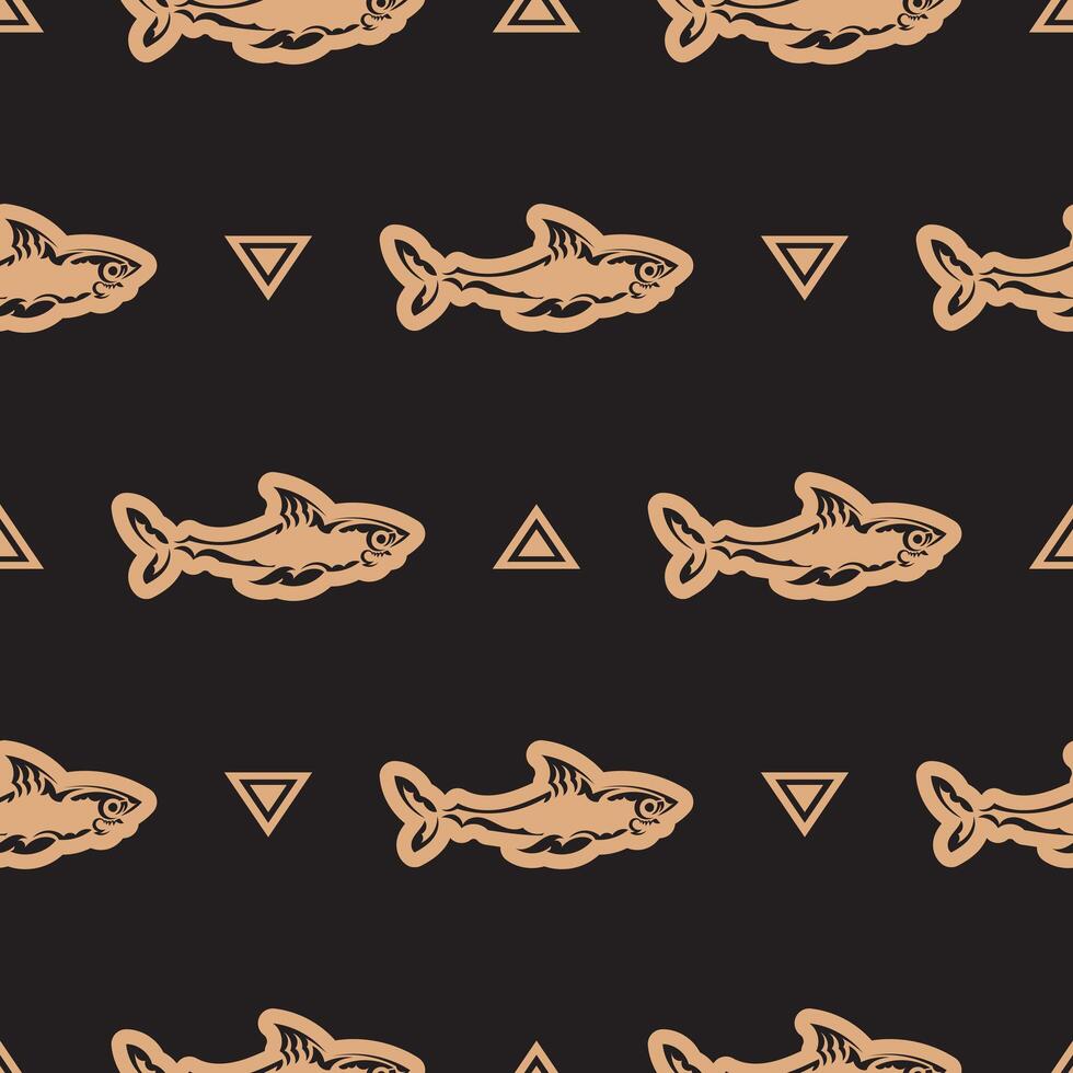 Seamless luxury dark pattern with sharks. Good for covers, fabrics, postcards and printing. Vector illustration.