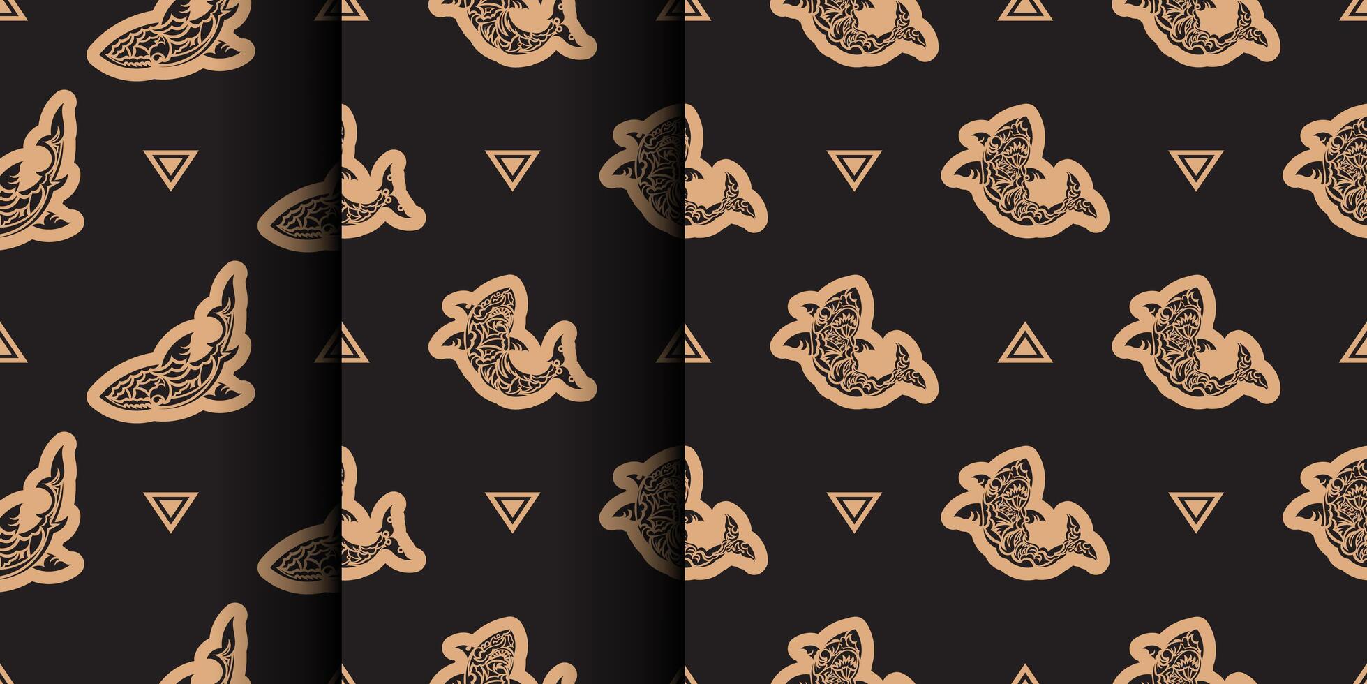 Set of Seamless luxury pattern with sharks. Good for clothing and textiles. Vector illustration.