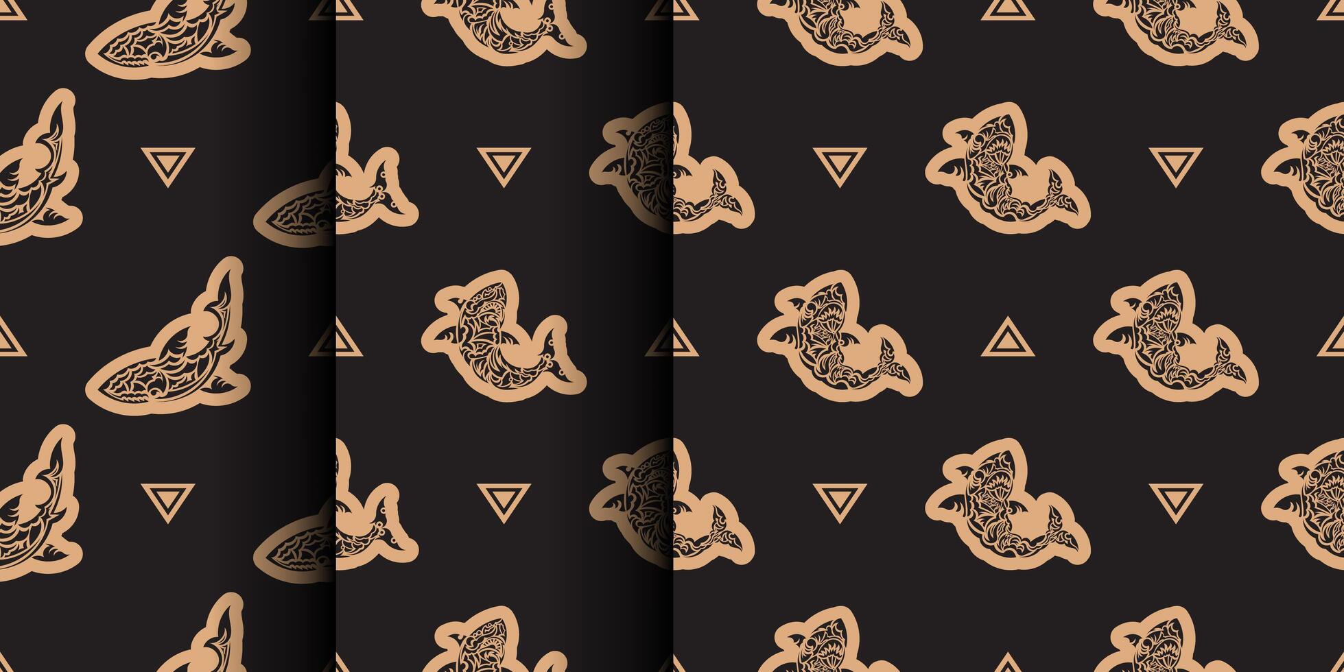 Set of Seamless luxury pattern with sharks. Good for clothing and textiles. Vector illustration.