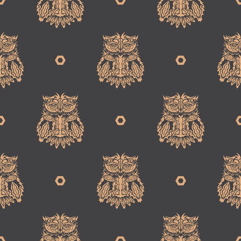 Seamless pattern with owls. Exclusive design. Good for prints and textiles. Vector illustration.