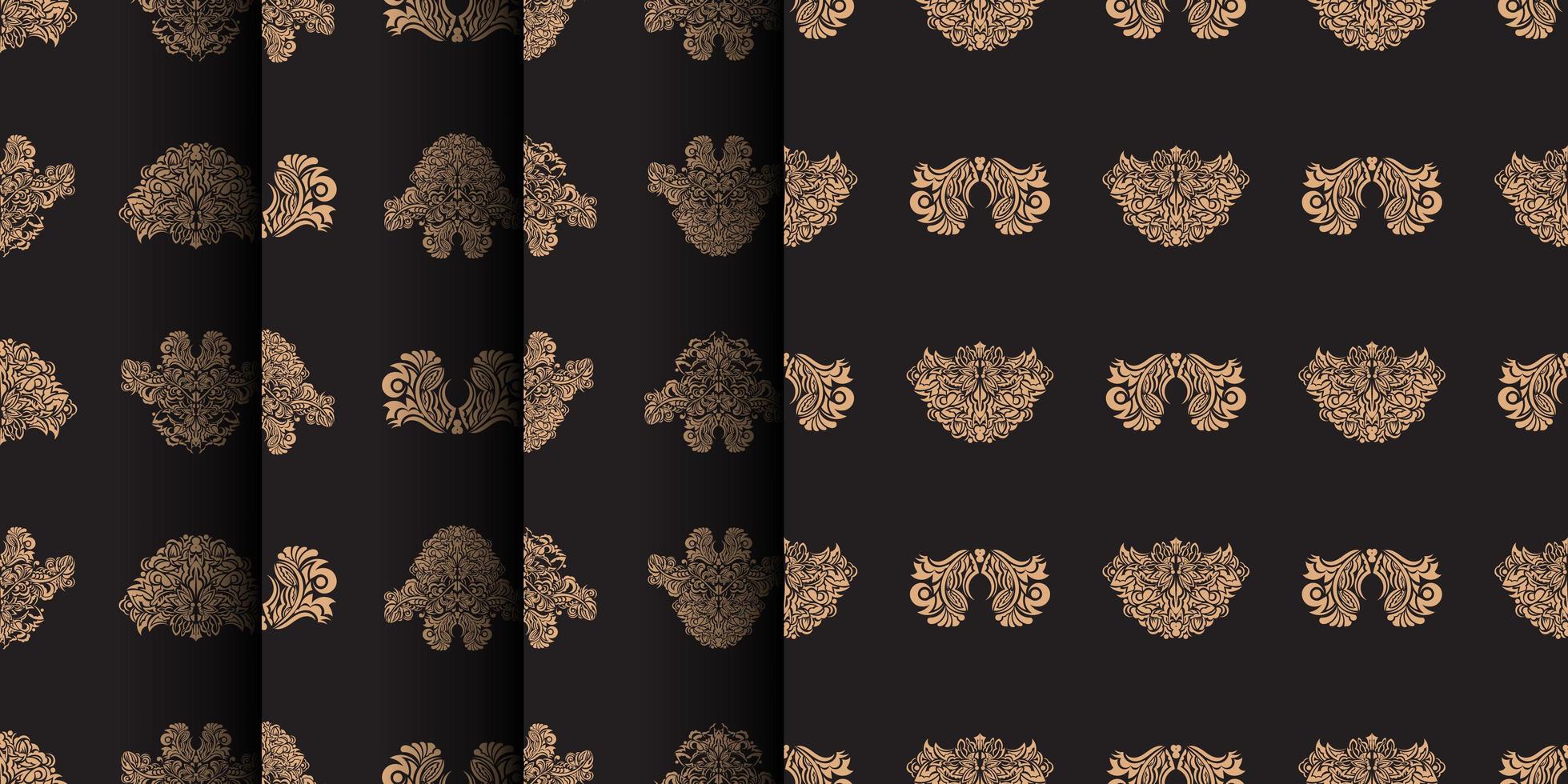 Set of Seamless pattern with Damask element. Good for backgrounds, prints, apparel and textiles. Vector illustration.