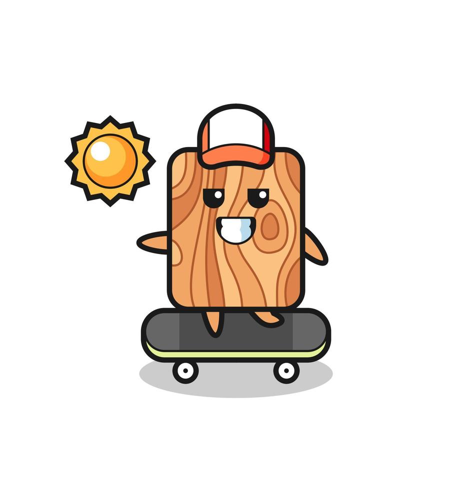 plank wood character illustration ride a skateboard vector
