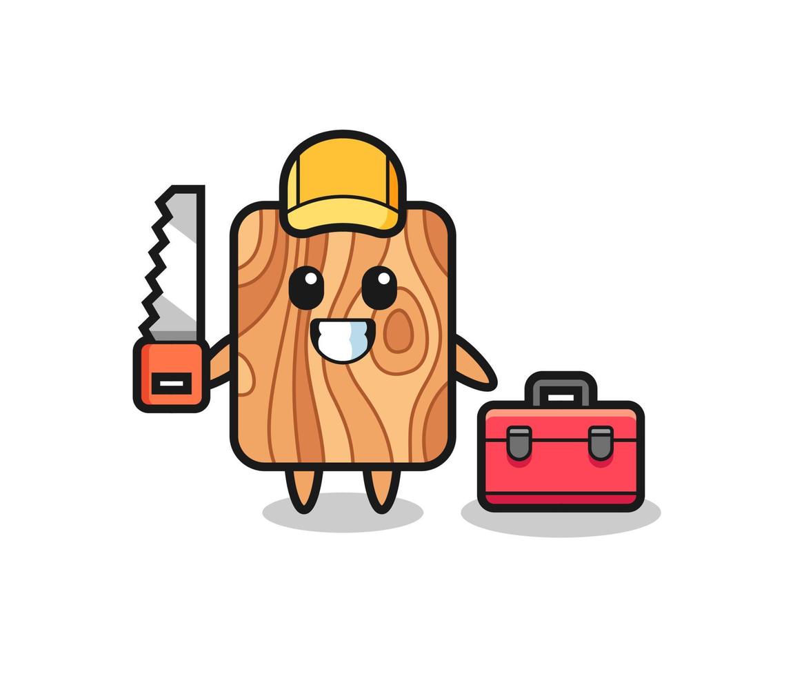 Illustration of plank wood character as a woodworker vector