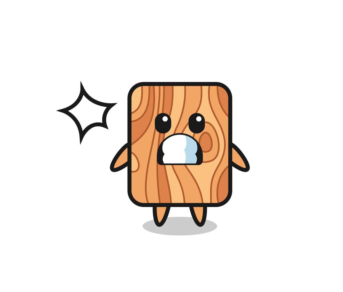 plank wood character cartoon with shocked gesture vector