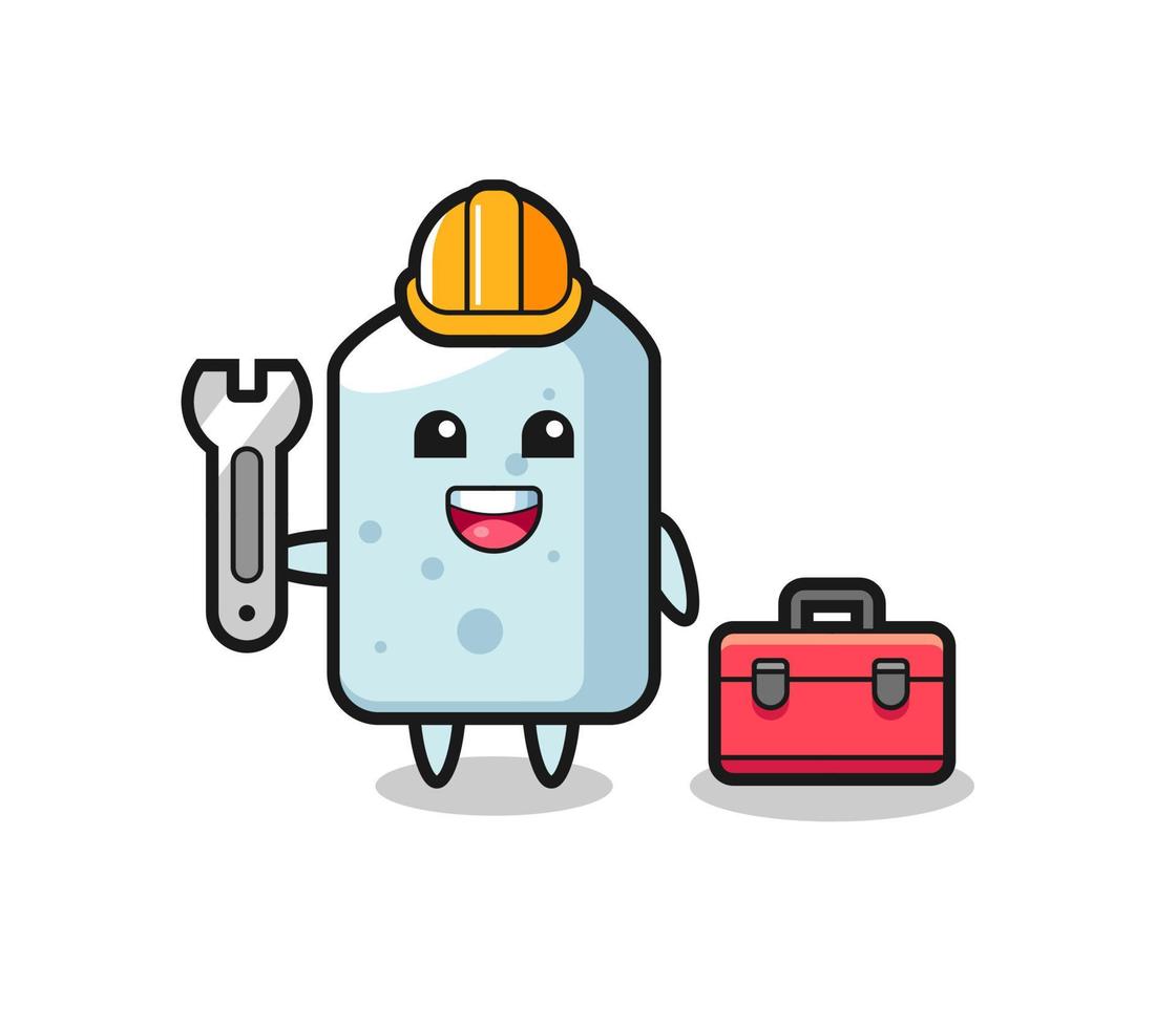 Mascot cartoon of chalk as a mechanic vector