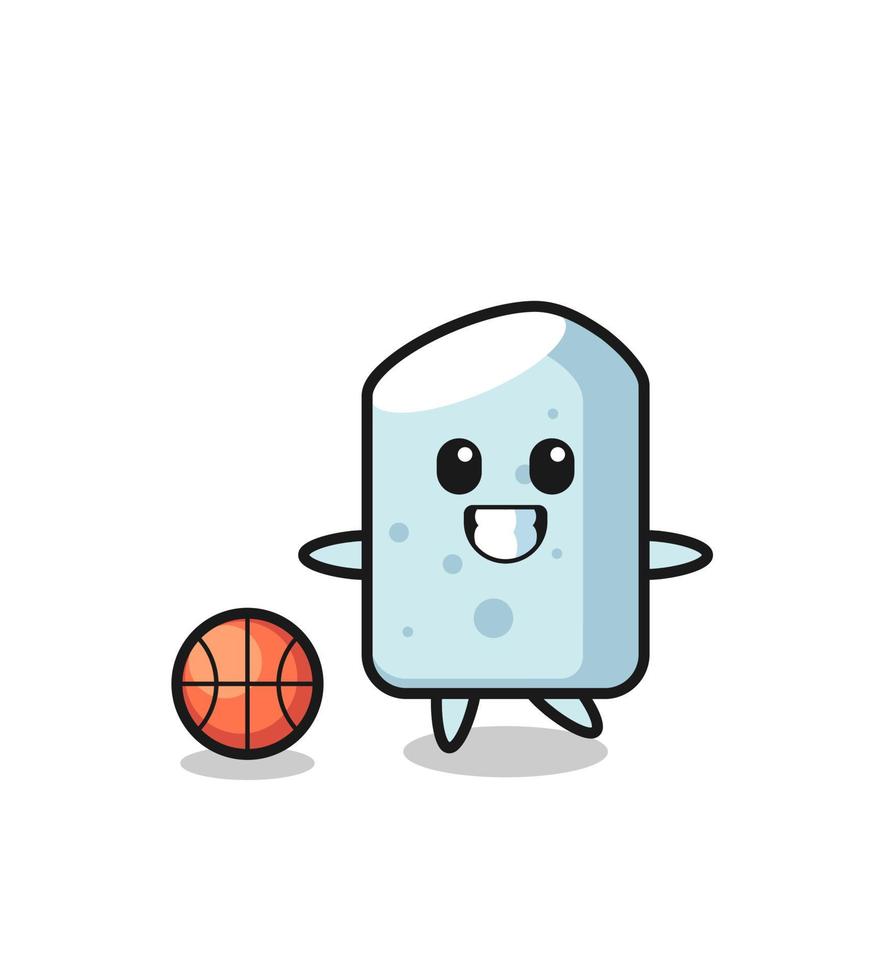 ilustración de dibujos animados de tiza está jugando baloncesto vector