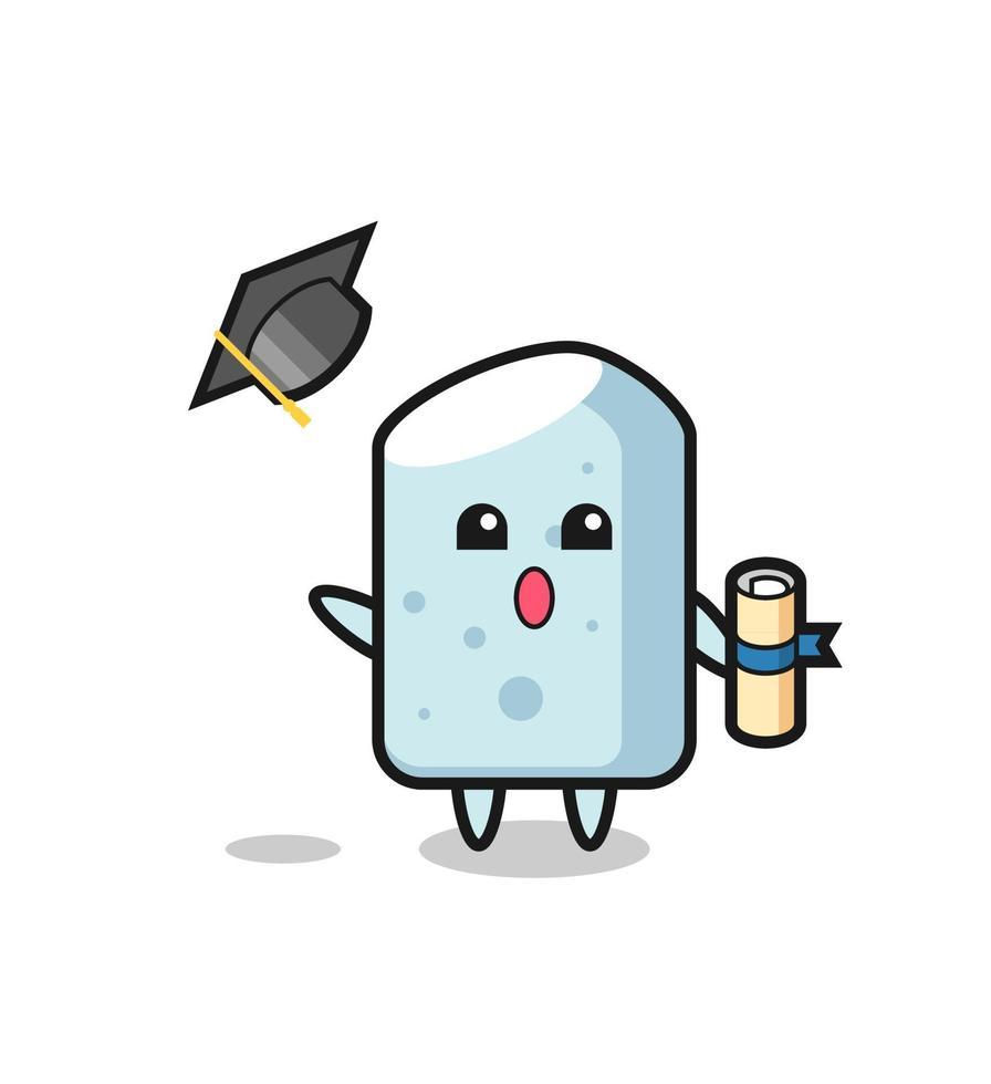 Illustration of chalk cartoon throwing the hat at graduation vector
