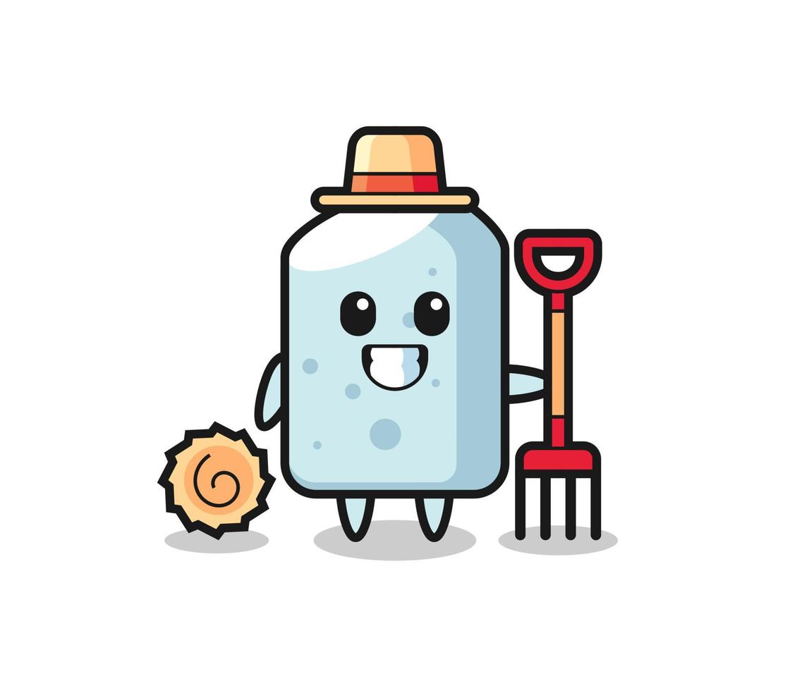 Mascot character of chalk as a farmer vector