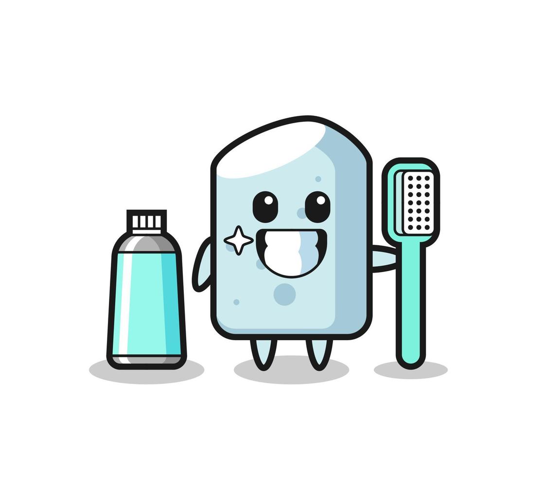 ilustración de mascota de tiza con un cepillo de dientes vector