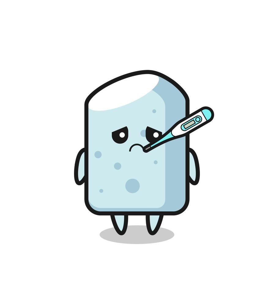 chalk mascot character with fever condition vector