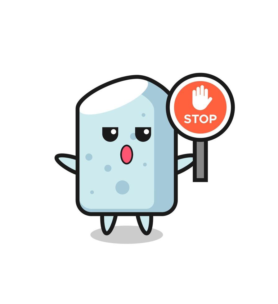 chalk character illustration holding a stop sign vector