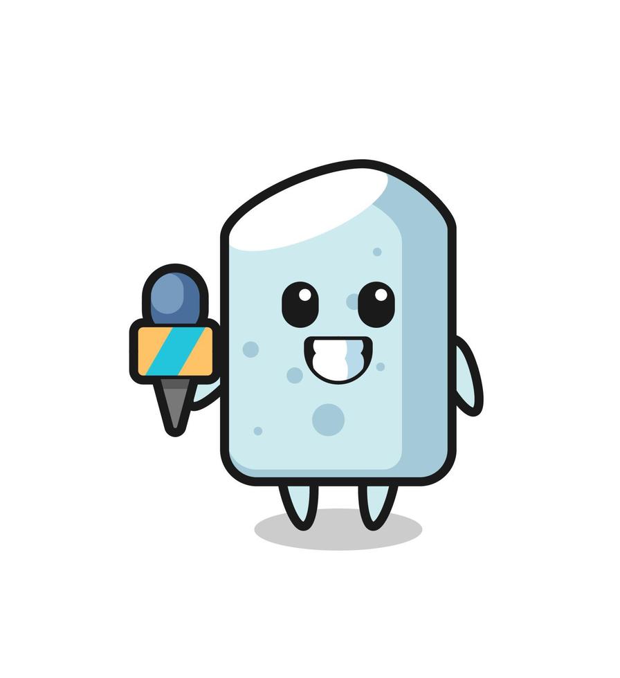 Character mascot of chalk as a news reporter vector