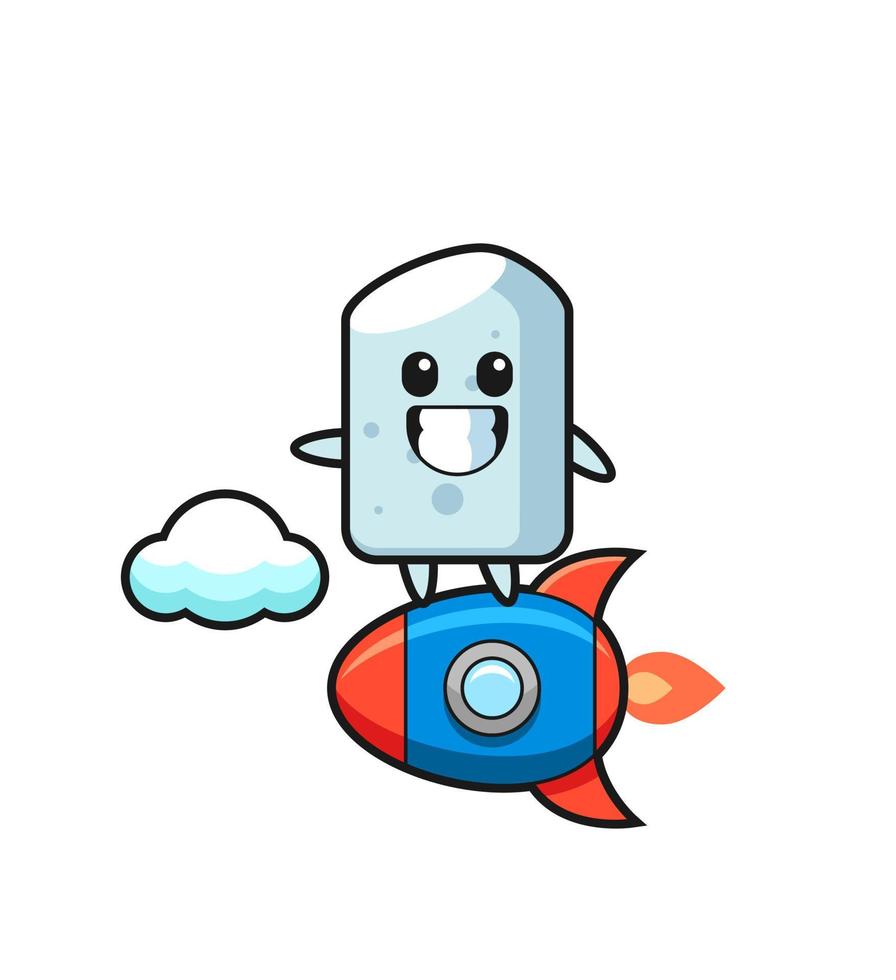 chalk mascot character riding a rocket vector