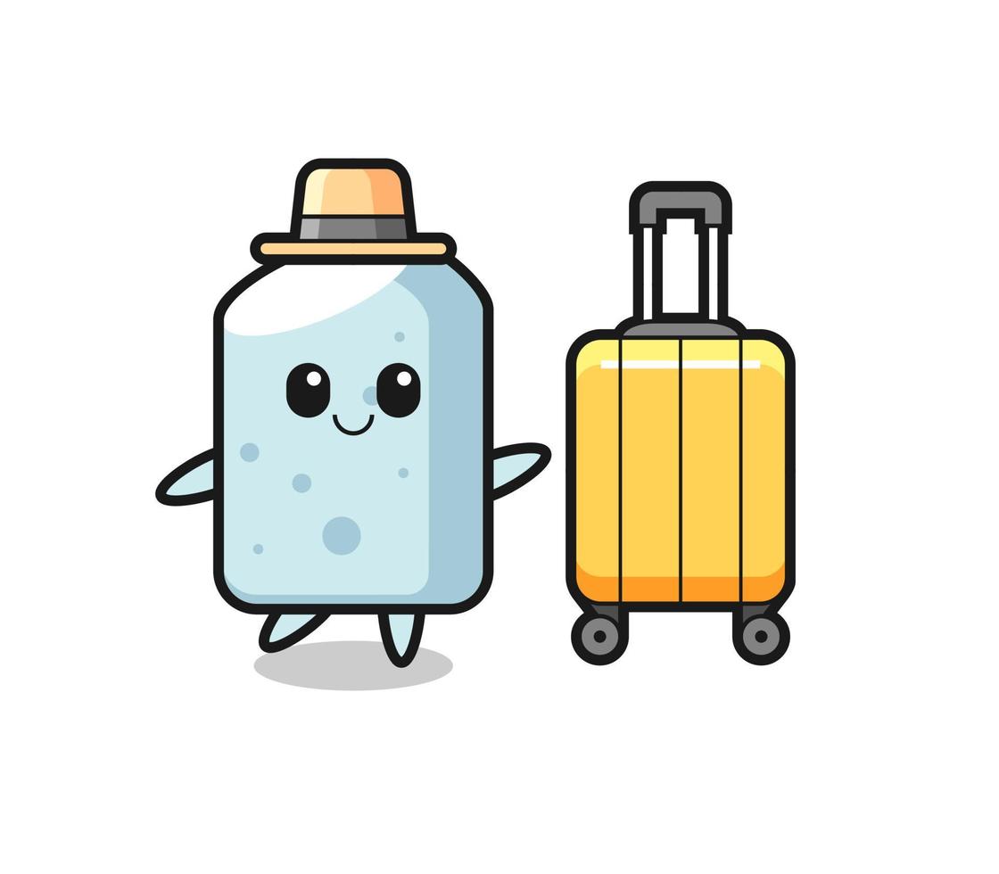 chalk cartoon illustration with luggage on vacation vector