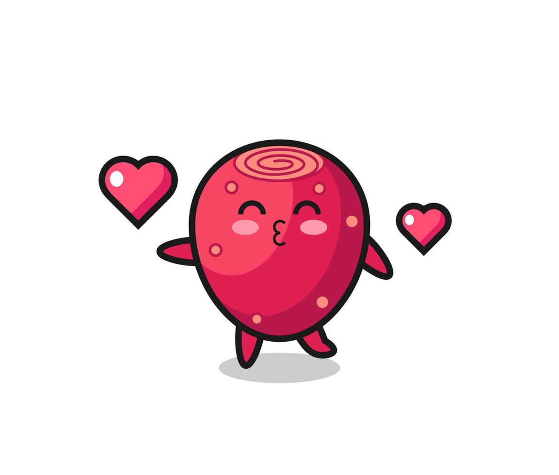 prickly pear character cartoon with kissing gesture vector