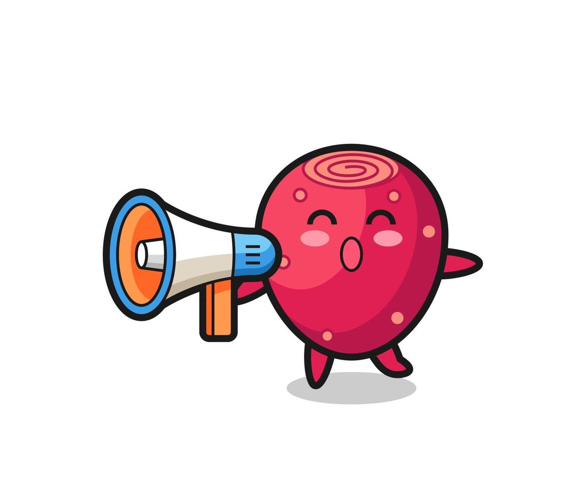 prickly pear character illustration holding a megaphone vector