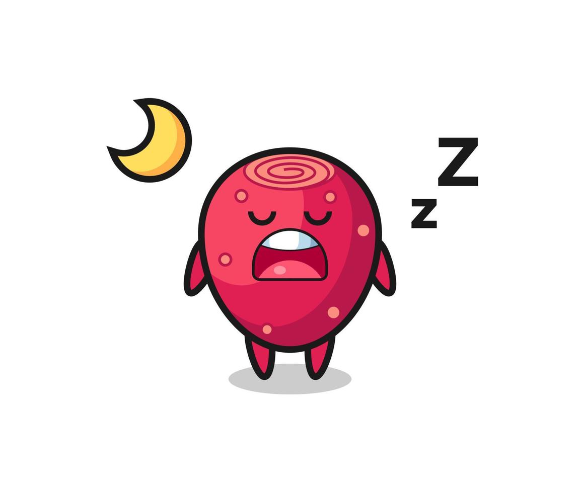 ilustración de personaje de pera espinosa durmiendo por la noche vector