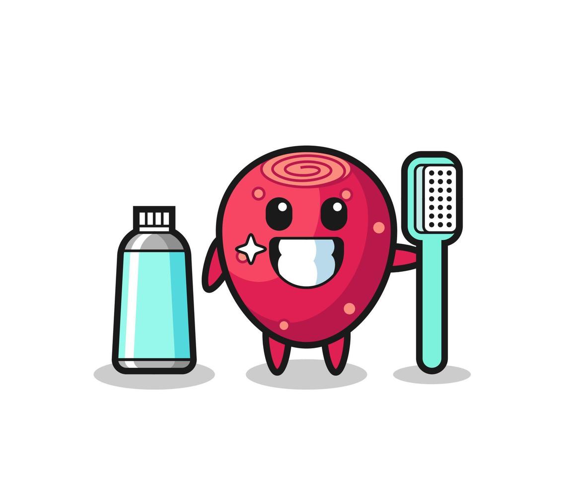 Mascot Illustration of prickly pear with a toothbrush vector