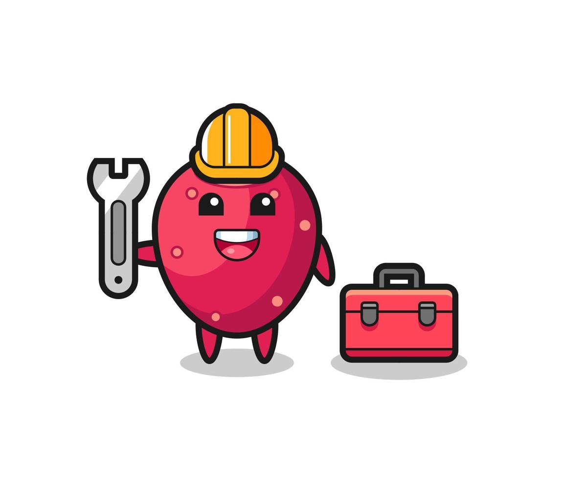 Mascot cartoon of prickly pear as a mechanic vector